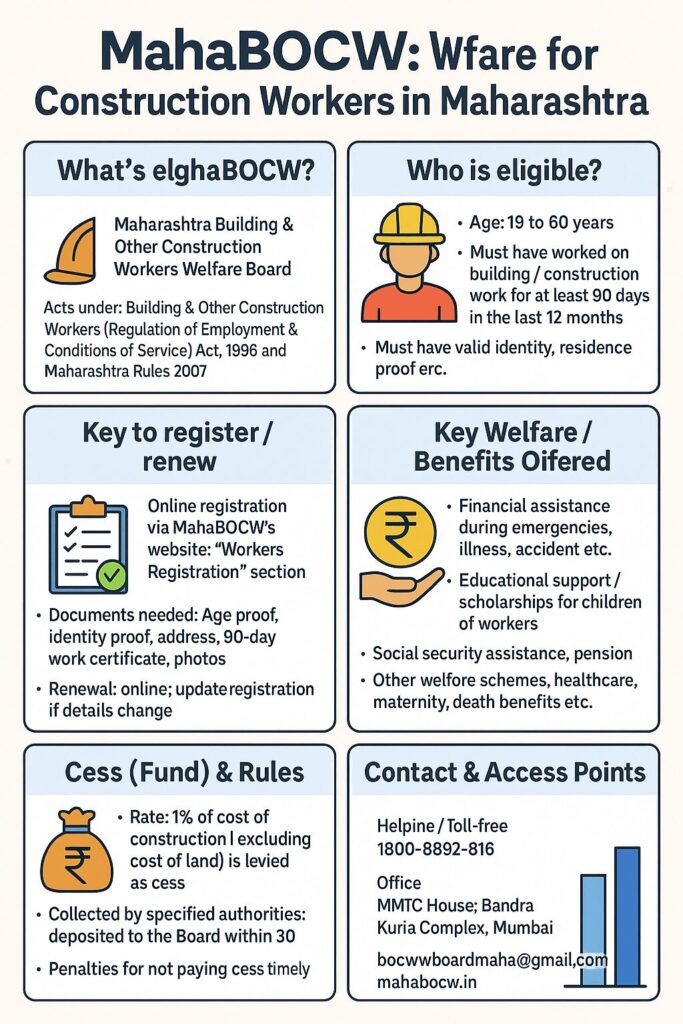 MBOCWW Schemes- Bandhkam Kamgar Yojana Guide MBOCWW Schemes- Bandhkam Kamgar Yojana Guide